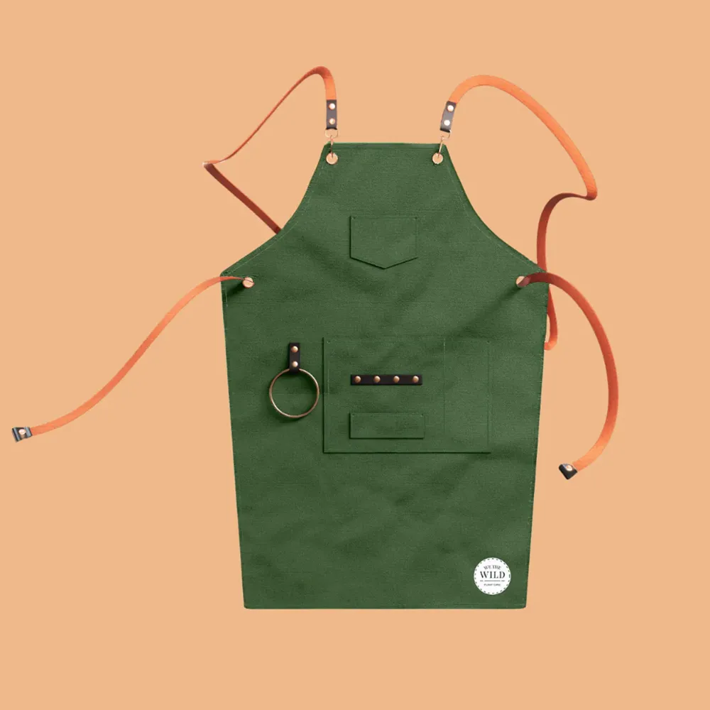 Heavy Duty Canvas Gardening Apron with Multi-Pocket Tool Storage