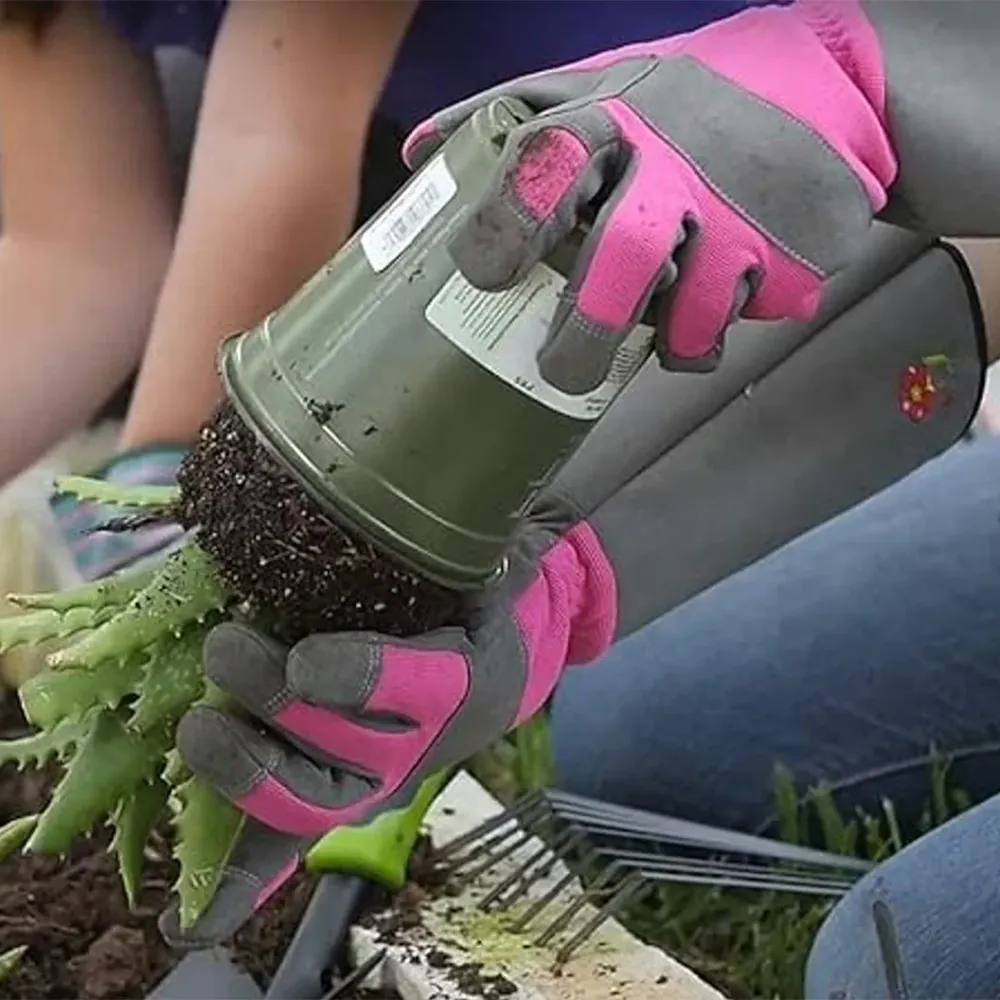 Women's Long Sleeve Gardening Gloves - Puncture Resistant Protective Gauntlets 2