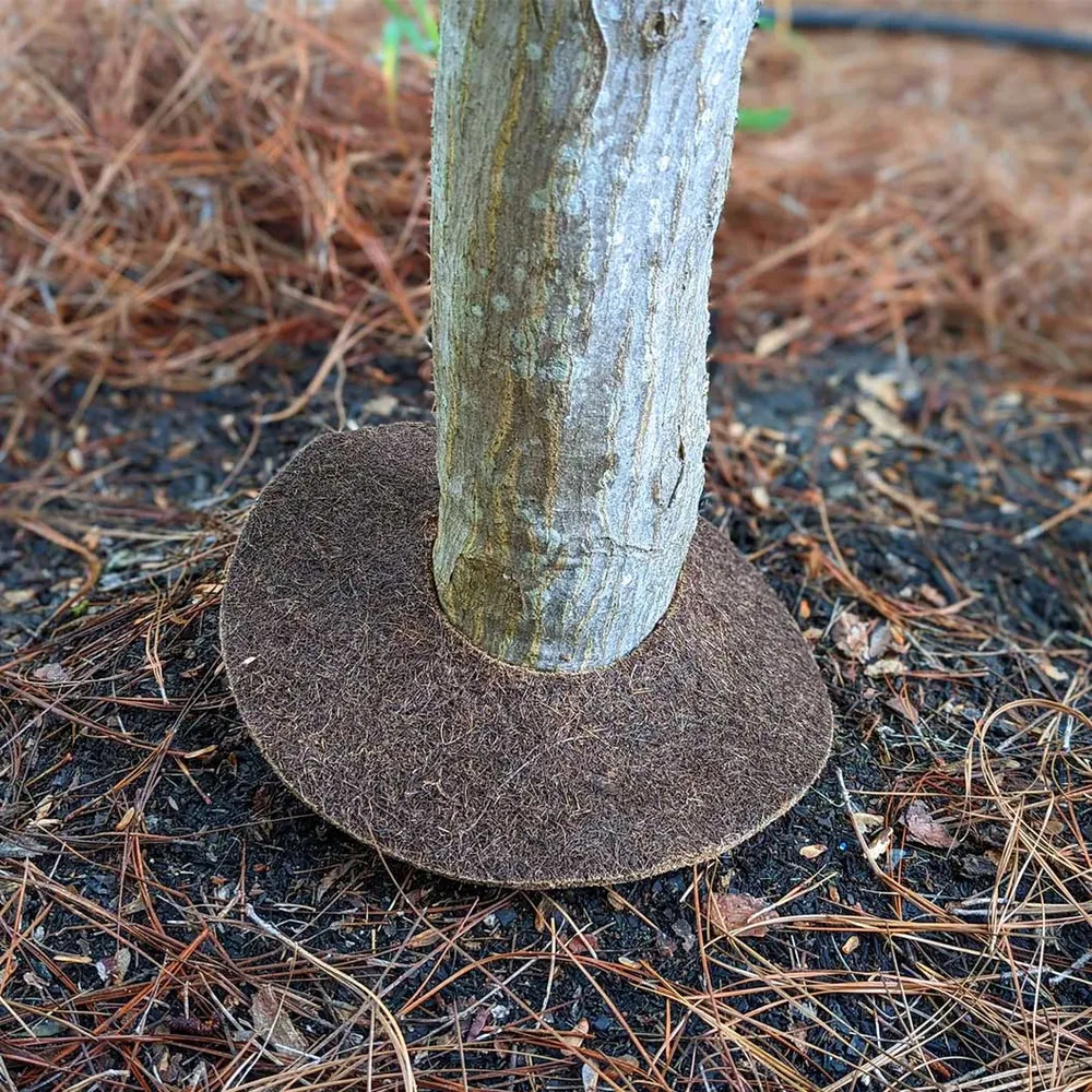 Natural Coco Fiber Tree Protector Ring - Sustainable Mulch Mat for Garden Weed Control 5