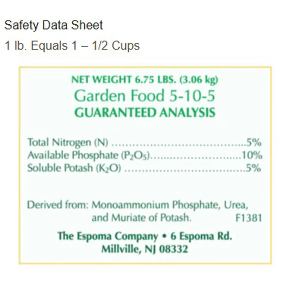 Espoma Garden Food 5-10-5 All-Purpose Plant Fertilizer 1