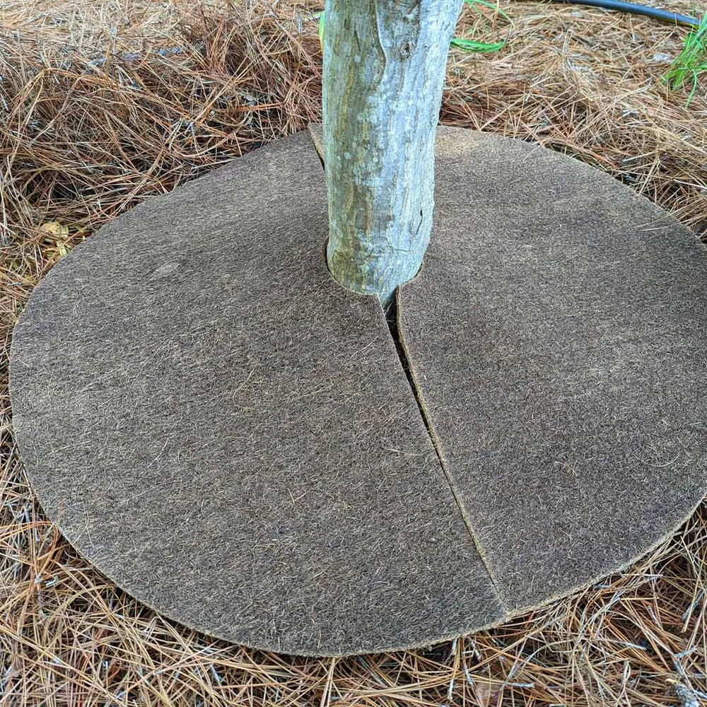 Natural Coco Fiber Tree Protector Ring - Sustainable Mulch Mat for Garden Weed Control 1