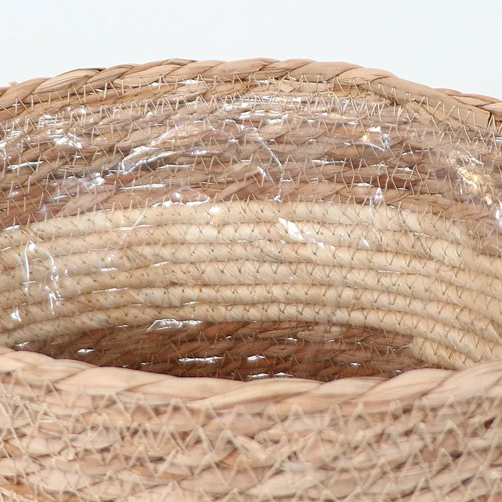 Striped Jute Woven Basket - Natural Fiber Storage Organizer 2
