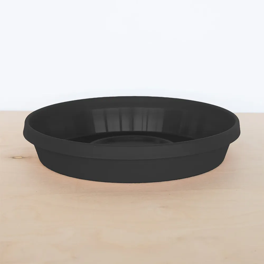 Terra Plant Pot Saucer, Black Plastic Drip Tray for Indoor and Outdoor Planters